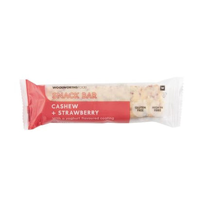 WOOLWORTHS SNACK BAR CASHEW+STRAWBERRY WITH YOGHUR