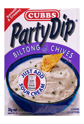 CUBBS PARTY DIP BILTONG AND CHIVES 30G