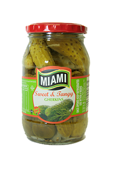 MIAMI SWEET & TANGY C/TAIL GHERKINS 265G
