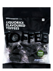 WOOLWORTHS LIQUORICE FLAVOURED TOFFEES 125G