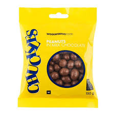 WOOLWORTHS CHUCKLES PEANUT CHOC 250G