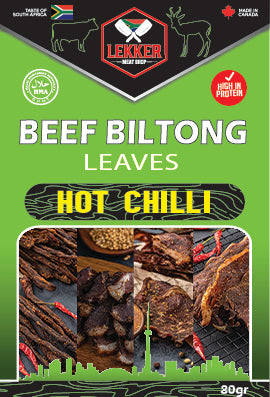 Beef Biltong Leaves Hot Chilli (per pack 80G)