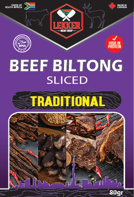 Beef Biltong Sliced traditional (per pack 80G)