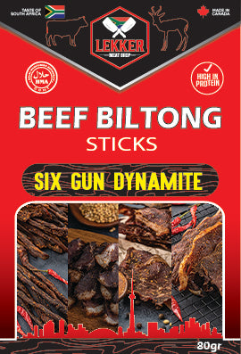 Beef Biltong Sticks Six Gun Chilli (per pack 80G)