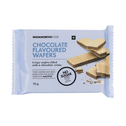 WOOLWORTHS CHOCOLATE FLAVOURED WAFERS 95G