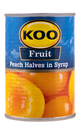 KOO CANNED FRUIT PEACH HALVES IN SYRUP 410G