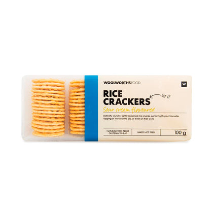 WOOLWORTHS RICE CRACKERS SOUR CREAM 100G
