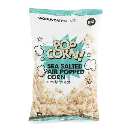 WOOLWORTHS POPCORN SEA SALTED AIR POPPED 90G