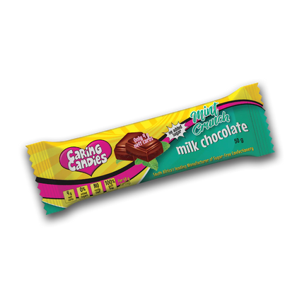 CARING CANDIES MINT CRUNCH MILK CHOCOLATE 50G