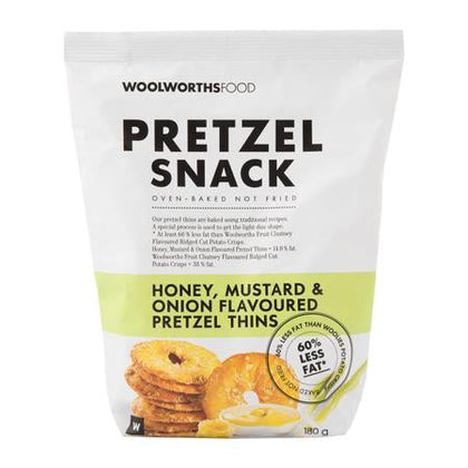 WOOLWORTHS PRETZEL SNACK HNY MSTRD & ONION 180G