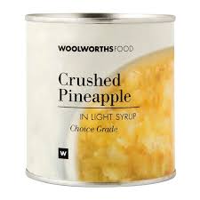 WOOLWORTHS CRUSHED PINEAPPLE IN LIGHT SYRUP 432G