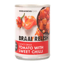 WOOLWORTHS BRAAI RELISH TOMATO&ONION WITH SWEET CH