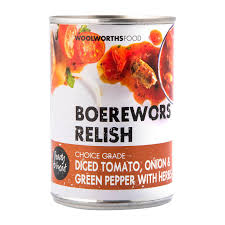 WOOLWORTHS BOEREWORS RELISH TOMATO ONION GRN  400G