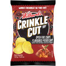 WILLARDS CRINKLE CUT 120G OPEN FIRE CHOPS FLAV