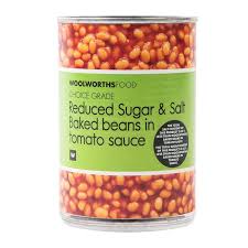 WOOLWORTHS REDUCED SUGAR&SALT BAKED BEANS 410G