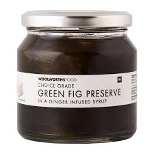 WOOLWORTHS GREEN FIG PRESERVE IN GINGER